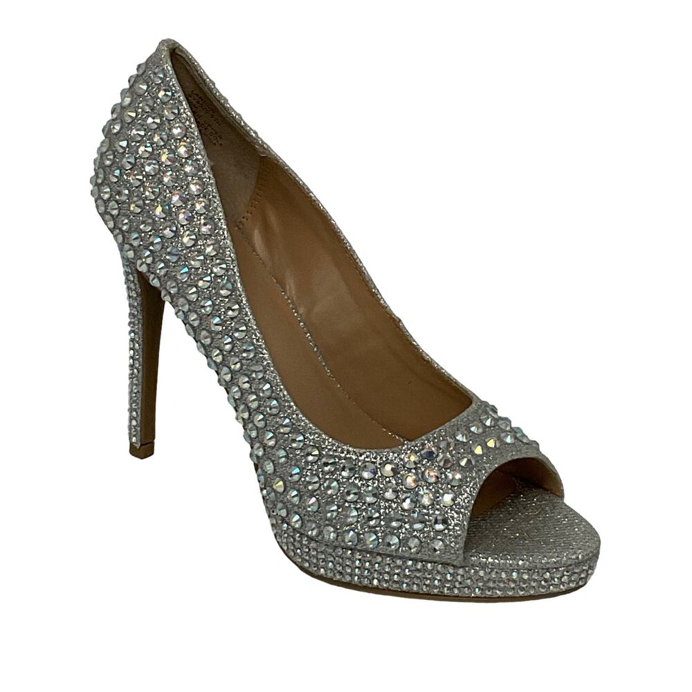 Thalia Sodi Women’s Landon Embellished Platform Pumps Silver Size 6